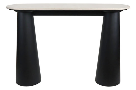 Waris Cream Marble Top and Black Mango Wood Console Table