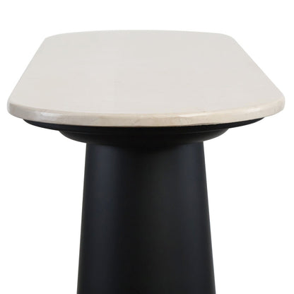 Waris Cream Marble Top and Black Mango Wood Console Table