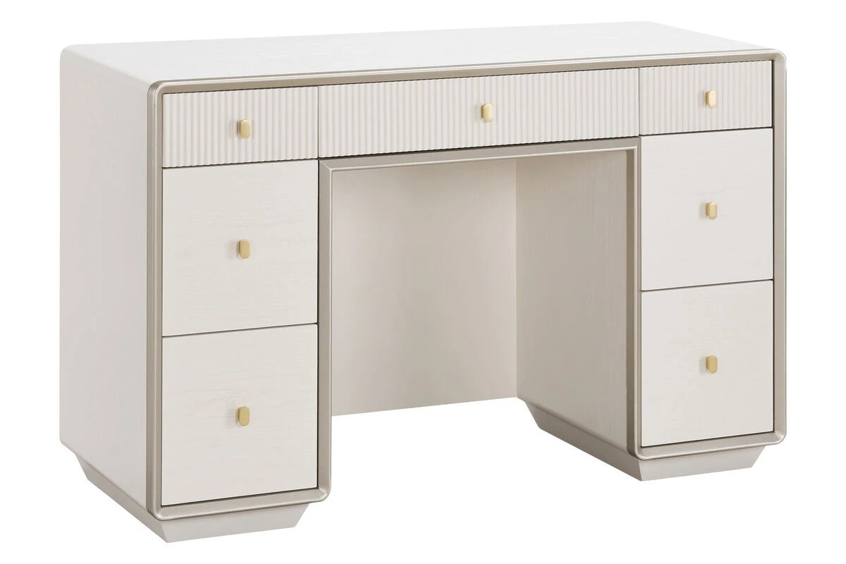 Ivory Wood Veneer Seven Drawer Dressing Table