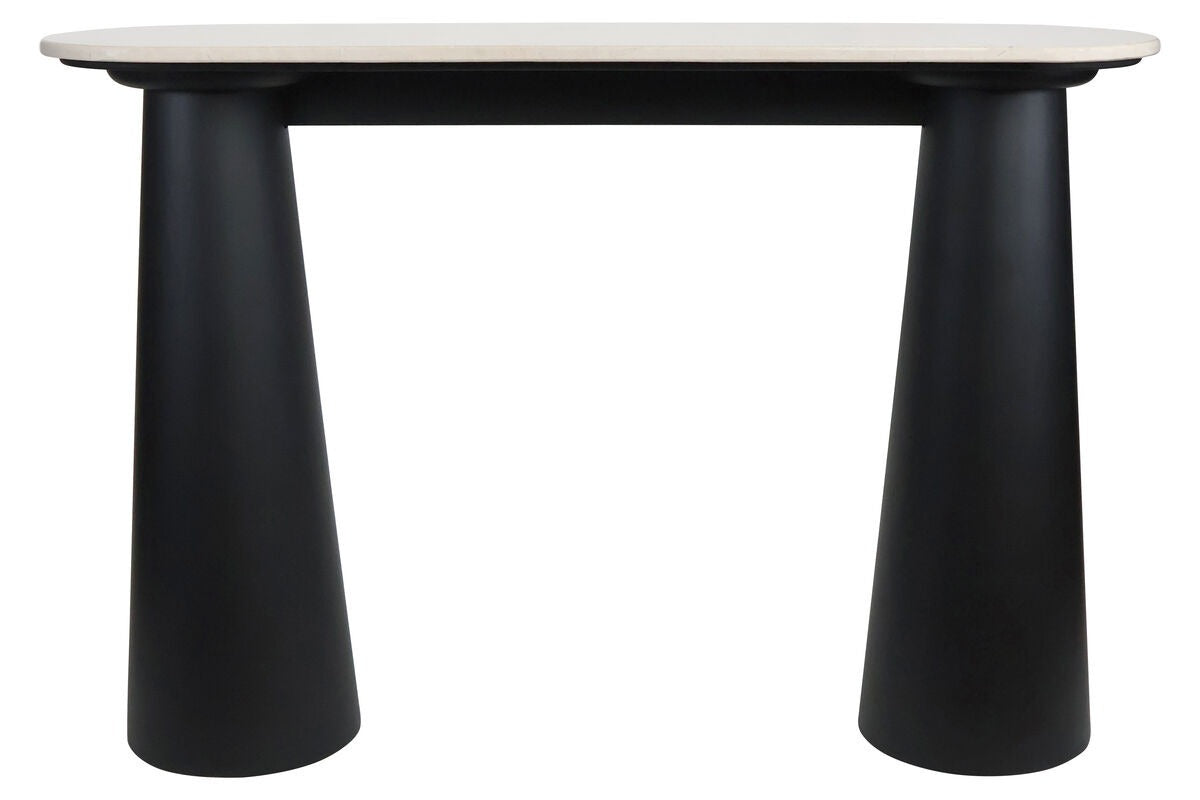 Waris White Marble Top and Black Mango Wood Console Table