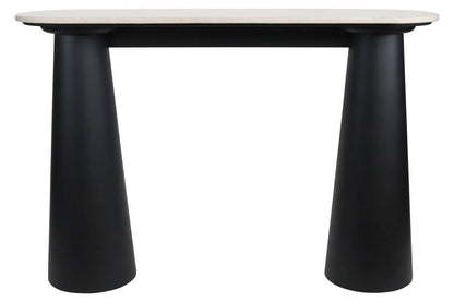 Waris White Marble Top and Black Mango Wood Console Table