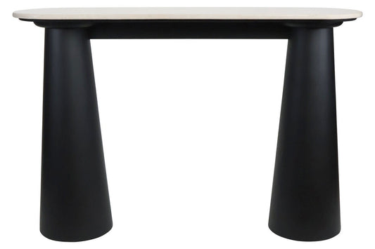 Waris White Marble Top and Black Mango Wood Console Table