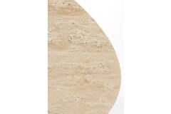 Mahelona Travertine Coffee Table - Sand & Brown Wood