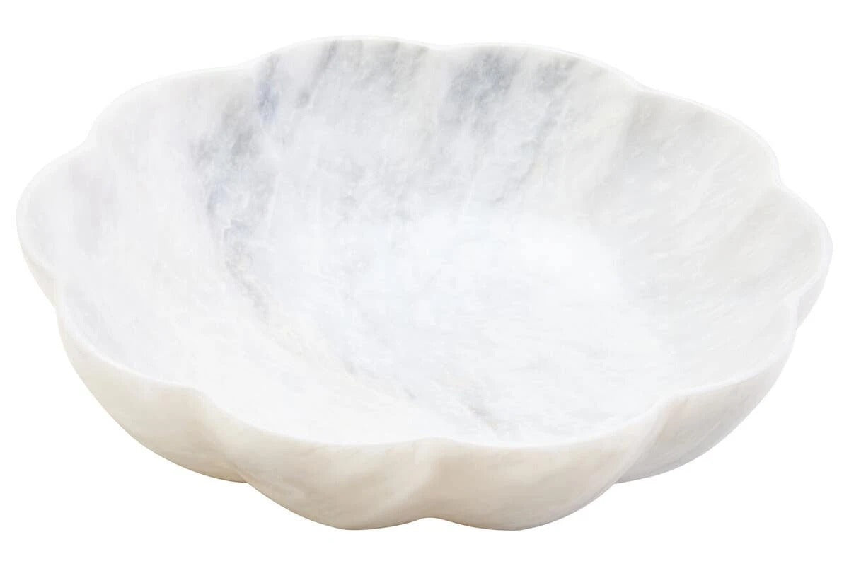 Zoro White Marble Scalloped Bowl