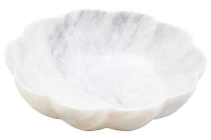 Zoro White Marble Scalloped Bowl