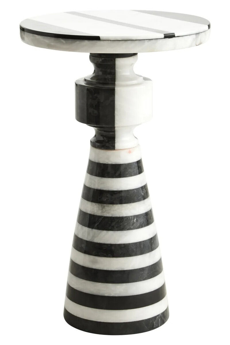 Zoro Black and White Stripe Side Table