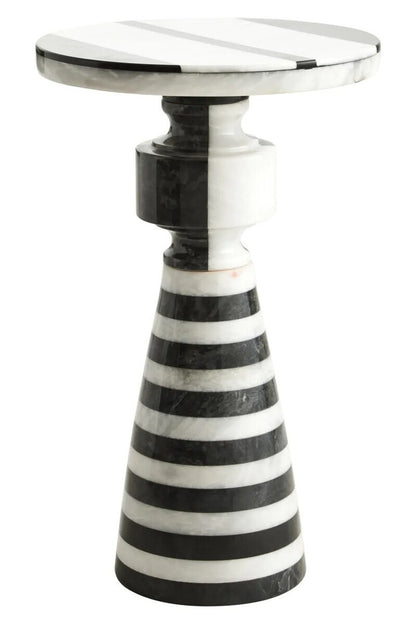 Zoro Black and White Stripe Side Table