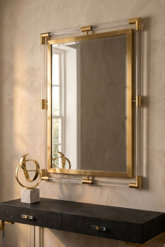 Cardona Wall Mirror with Clear and Matt Gold Frame