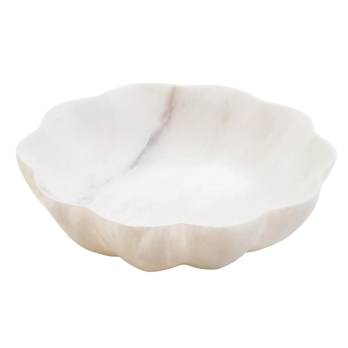 Zoro White Marble Scalloped Bowl