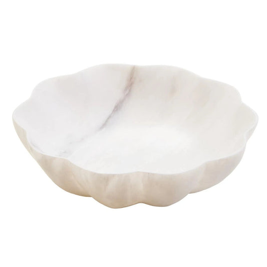 Zoro White Marble Scalloped Bowl