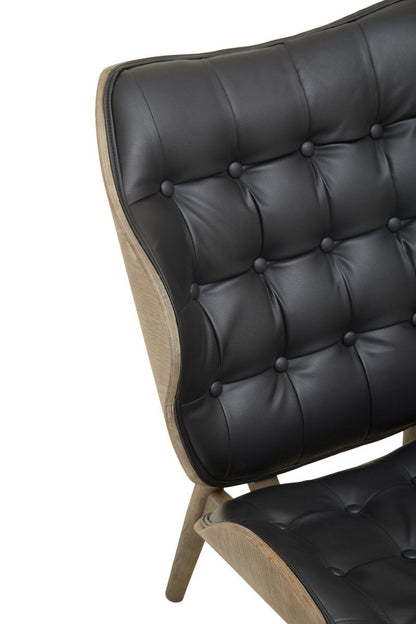 Vinsi Black Leather Effect Chair With Button Detail