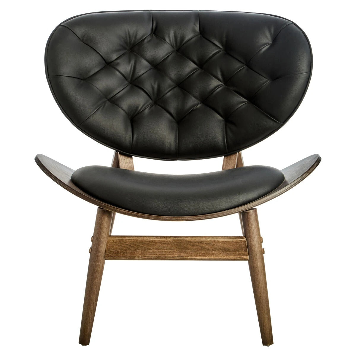 Vinsi Black Leather Effect Chair with Elm Wood Frame