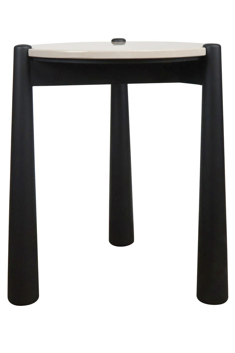 Wilbur Cream Marble Top and Mango Wood Side Table