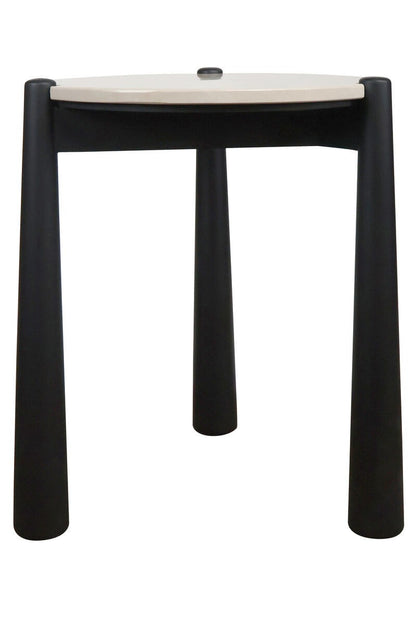 Wilbur Cream Marble Top and Mango Wood Side Table
