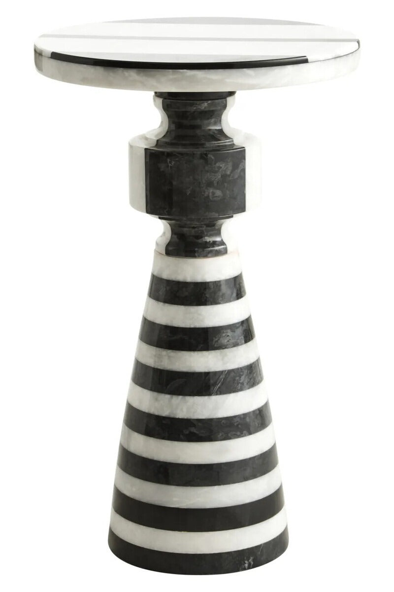 Zoro Black and White Stripe Side Table