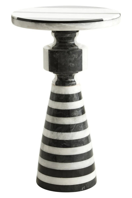 Zoro Black and White Stripe Side Table
