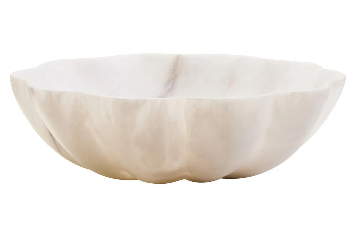 Zoro White Marble Scalloped Bowl