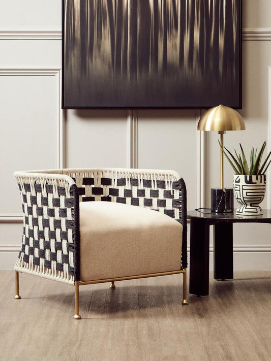 Satna Black And White Jute Chair