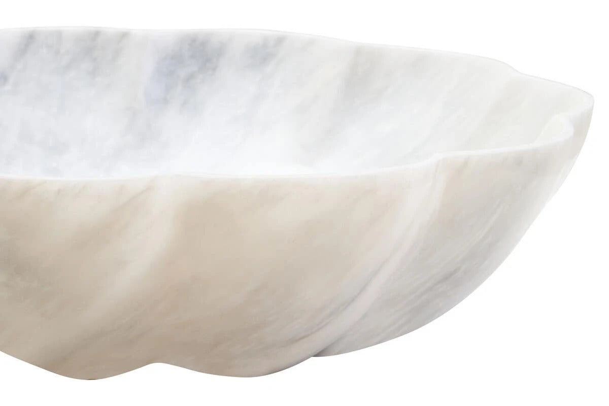 Zoro White Marble Scalloped Bowl