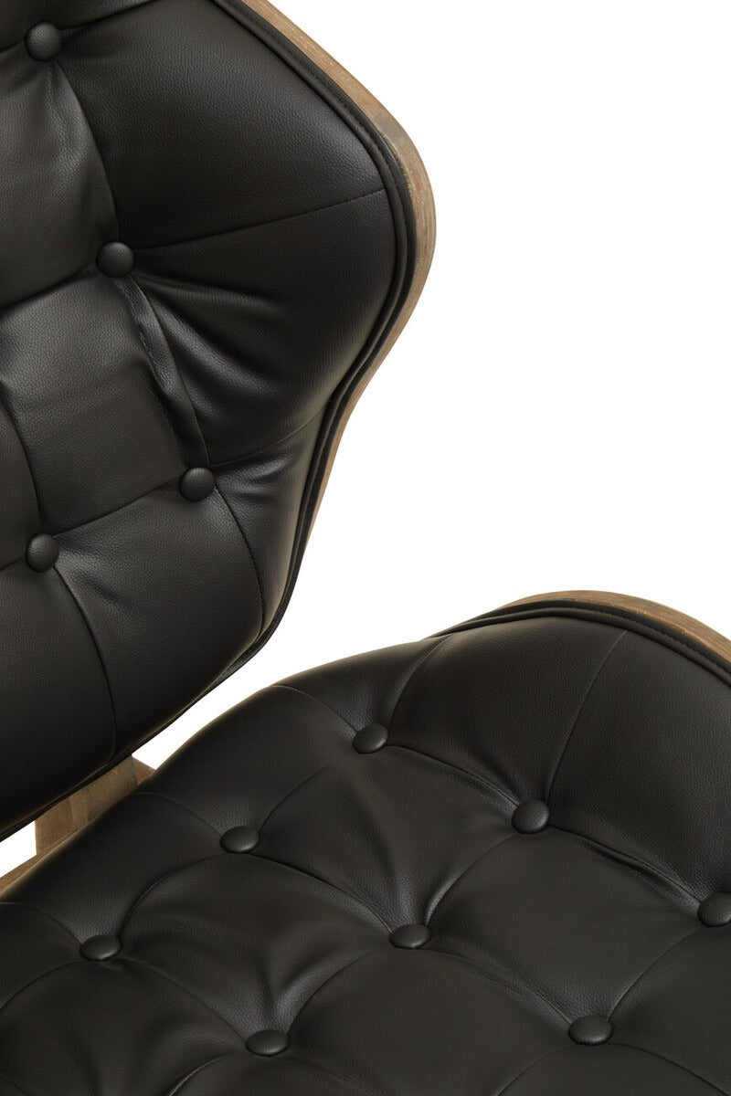 Vinsi Black Leather Effect Chair With Button Detail