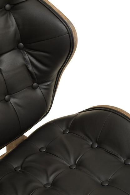 Vinsi Black Leather Effect Chair With Button Detail