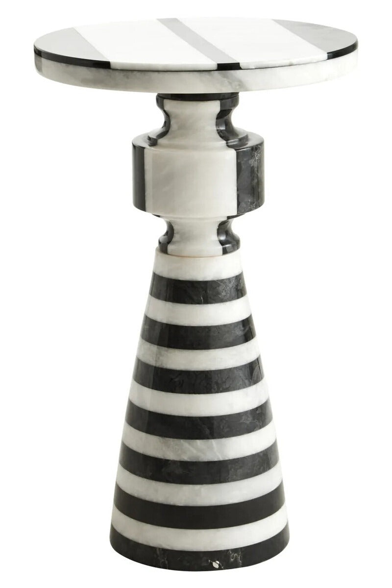Zoro Black and White Stripe Side Table