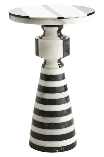 Zoro Black and White Stripe Side Table