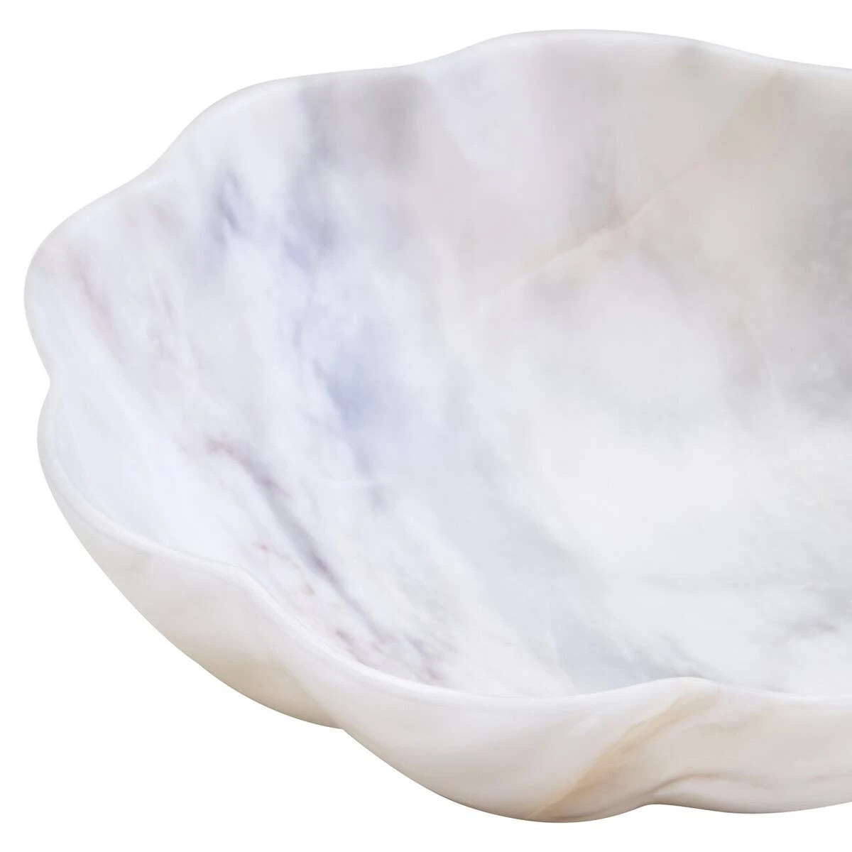 Zoro White Marble Scalloped Bowl