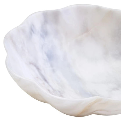 Zoro White Marble Scalloped Bowl
