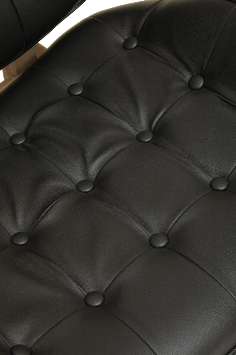 Vinsi Black Leather Effect Chair With Button Detail