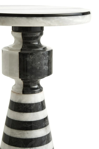 Zoro Black and White Stripe Side Table