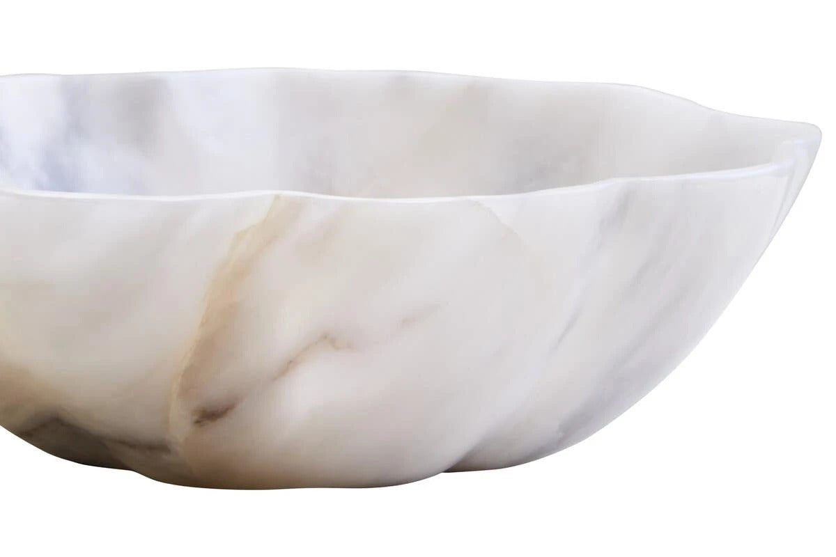 Zoro White Marble Scalloped Bowl