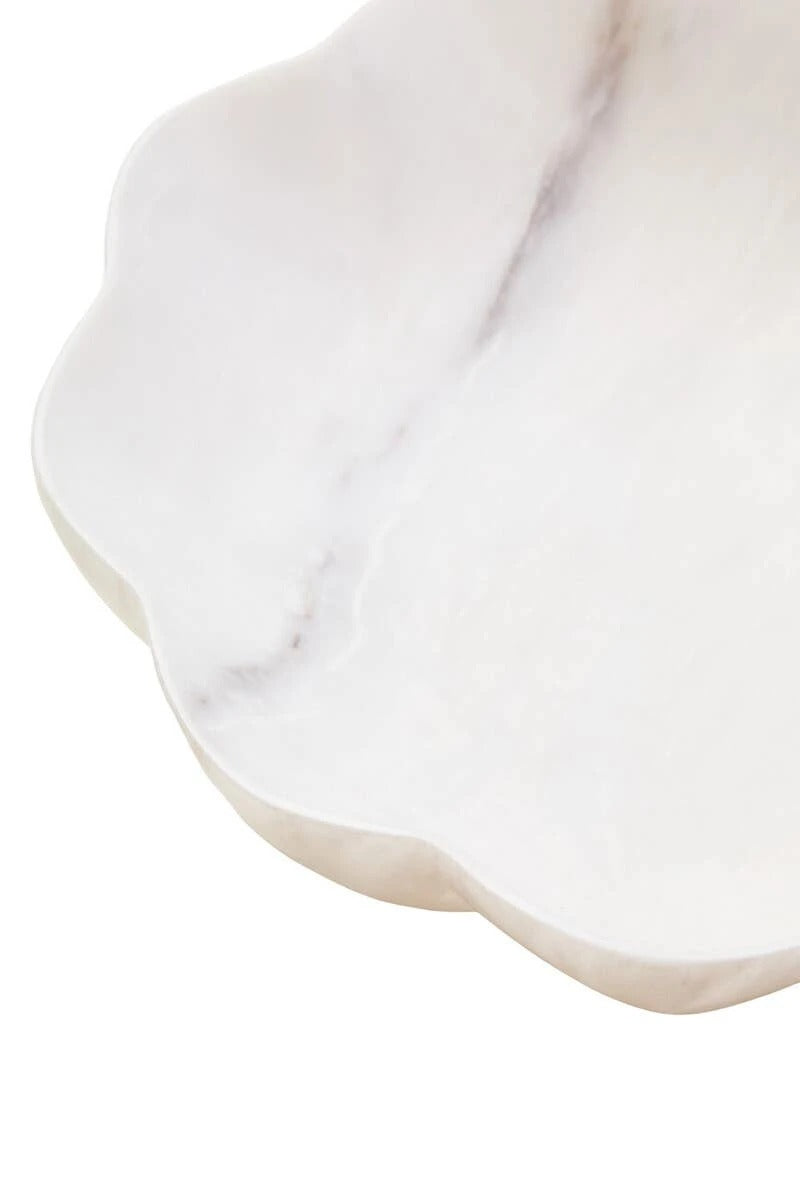 Zoro White Marble Scalloped Bowl