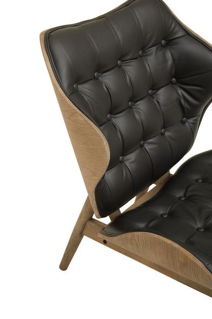 Vinsi Black Leather Effect Chair With Button Detail