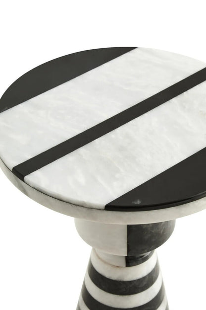 Zoro Black and White Stripe Side Table