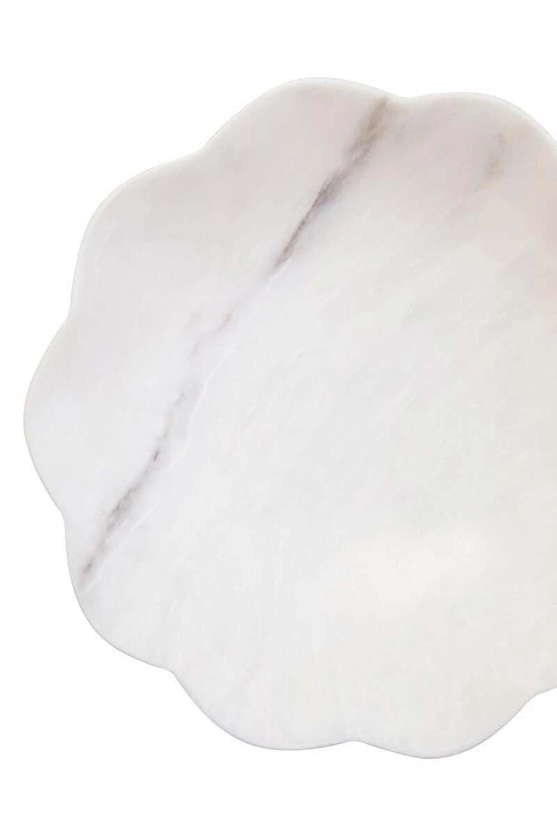 Zoro White Marble Scalloped Bowl