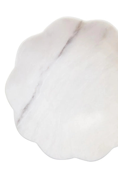 Zoro White Marble Scalloped Bowl