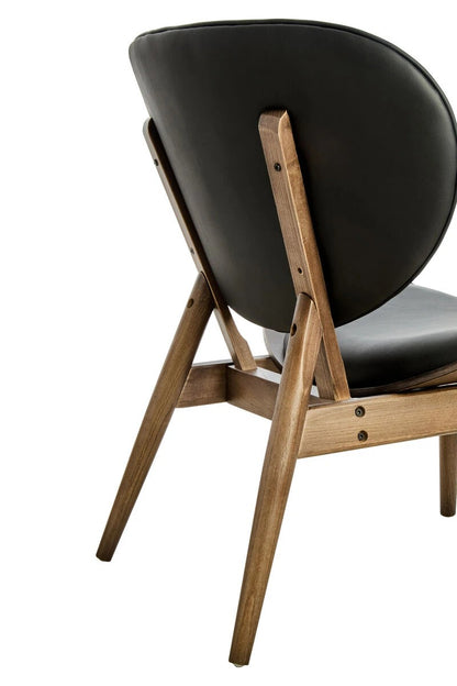 Vinsi Black Leather Effect Chair with Elm Wood Frame