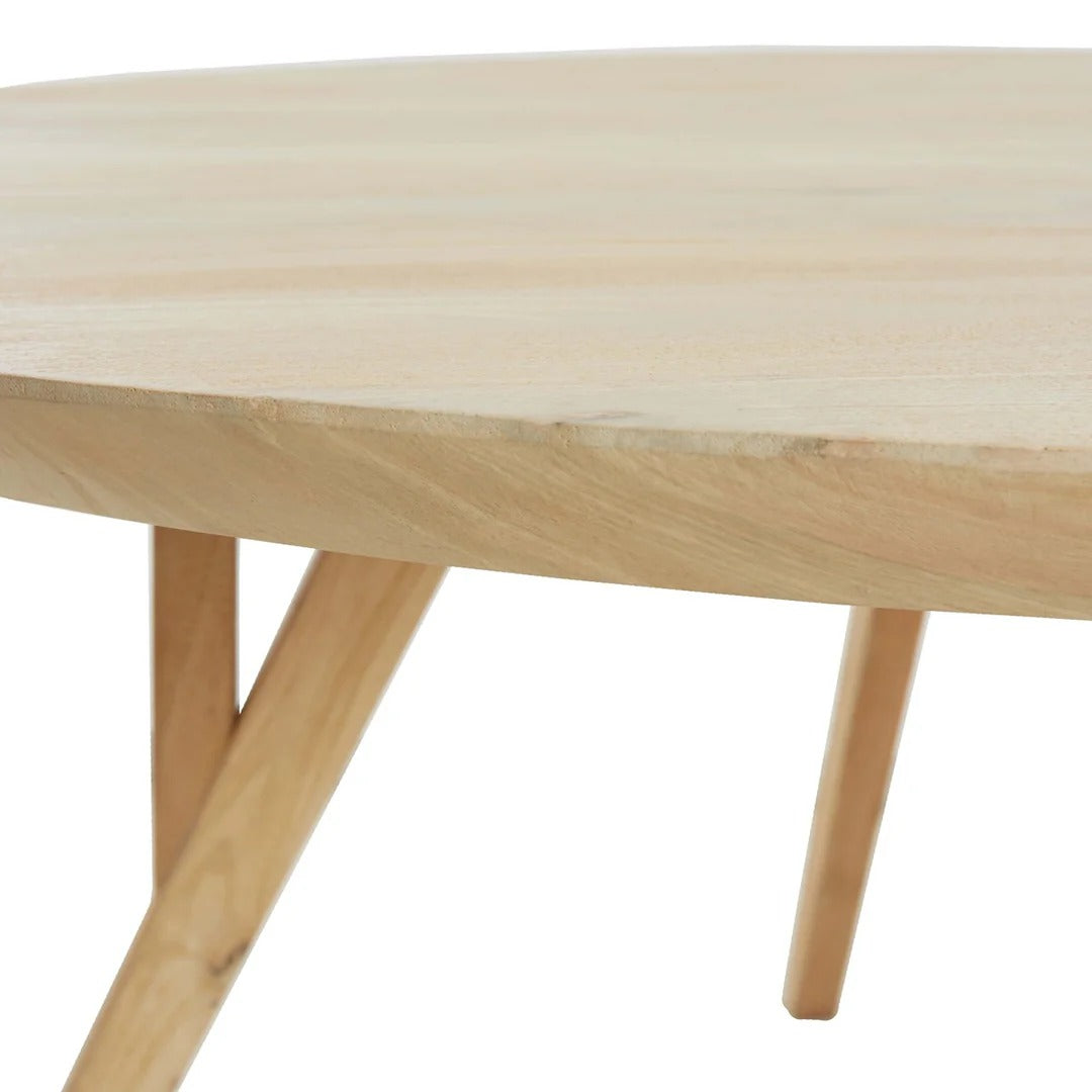 Quenza Mango Wood Round Dining Table - Natural