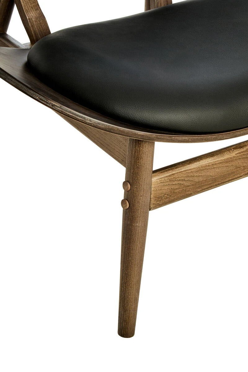 Vinsi Black Leather Effect Chair with Elm Wood Frame