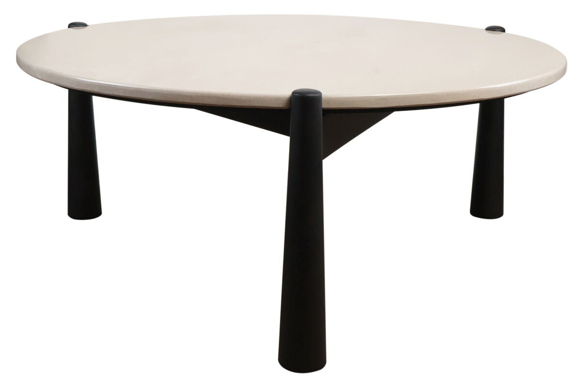 Wilbur Cream Marble Top and Black Mango Wood Coffee Table
