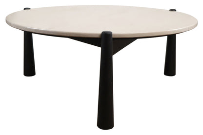 Wilbur Cream Marble Top and Black Mango Wood Coffee Table