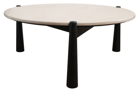 Wilbur Cream Marble Top and Black Mango Wood Coffee Table