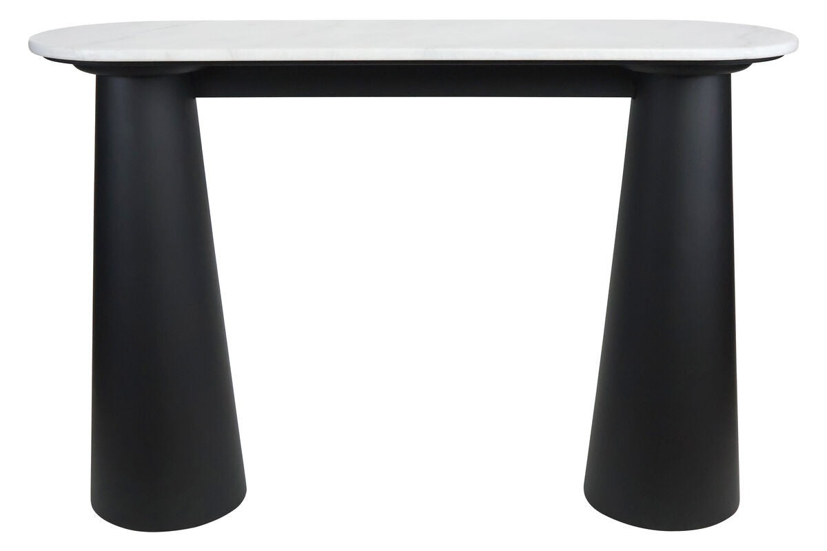 Waris White Marble Top and Black Mango Wood Console Table