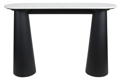 Waris White Marble Top and Black Mango Wood Console Table