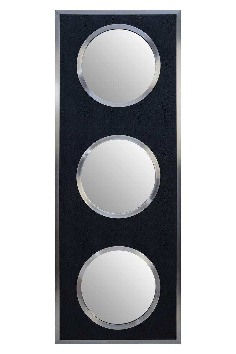 Cardona Black Shagreen Effect Wall Mirror with Silver Frame