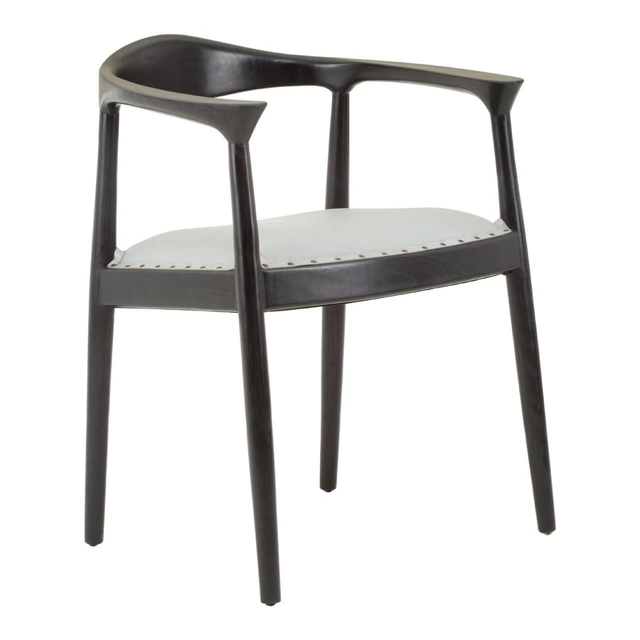 Kendari Grey Leather and Black Wooden Frame Dining Chair