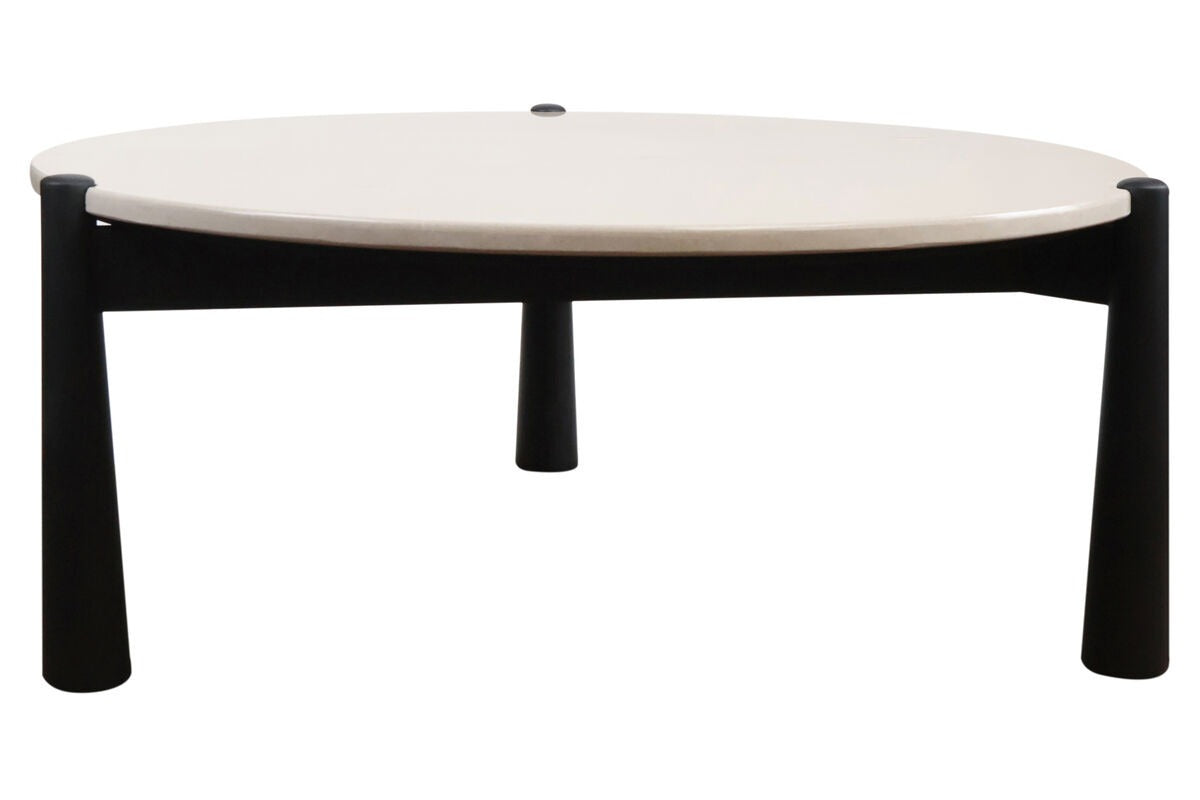 Wilbur Cream Marble Top and Black Mango Wood Coffee Table