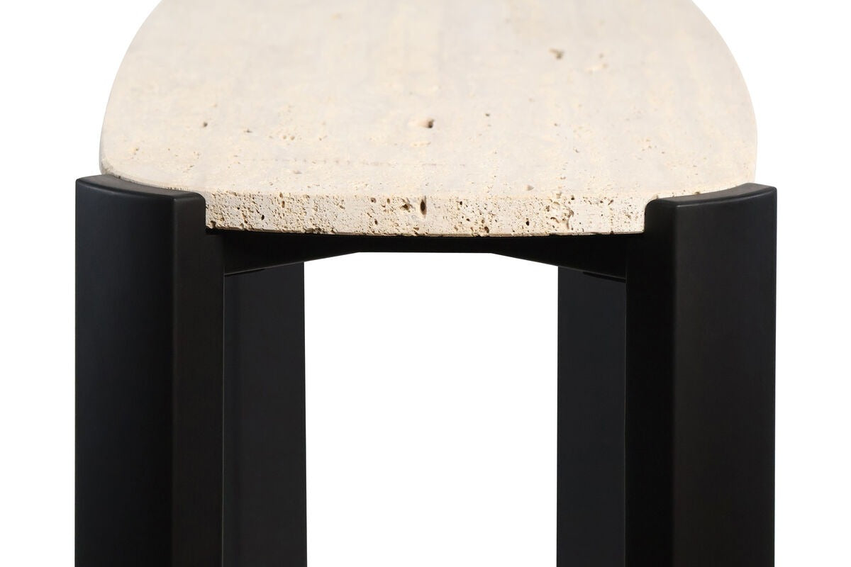 Palermo Travertine Top and Black Acacia Wood Console Table