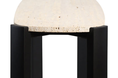 Palermo Travertine Top and Black Acacia Wood Console Table